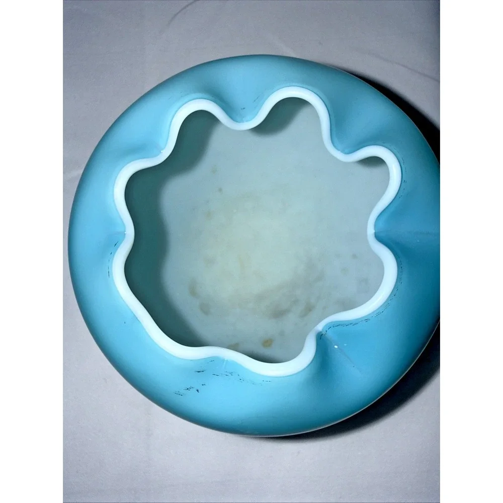 Vintage Blue Satin Rose Bowls, Lot Of 3